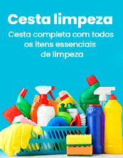 Cesta completa com produtos de limpeza